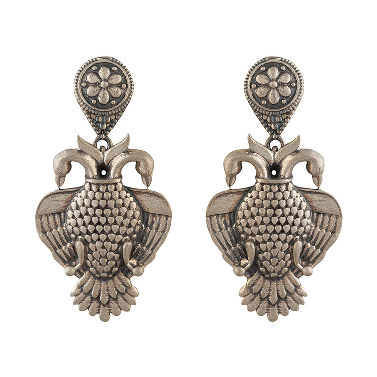 aras gandabherunda silver earrings big by moha