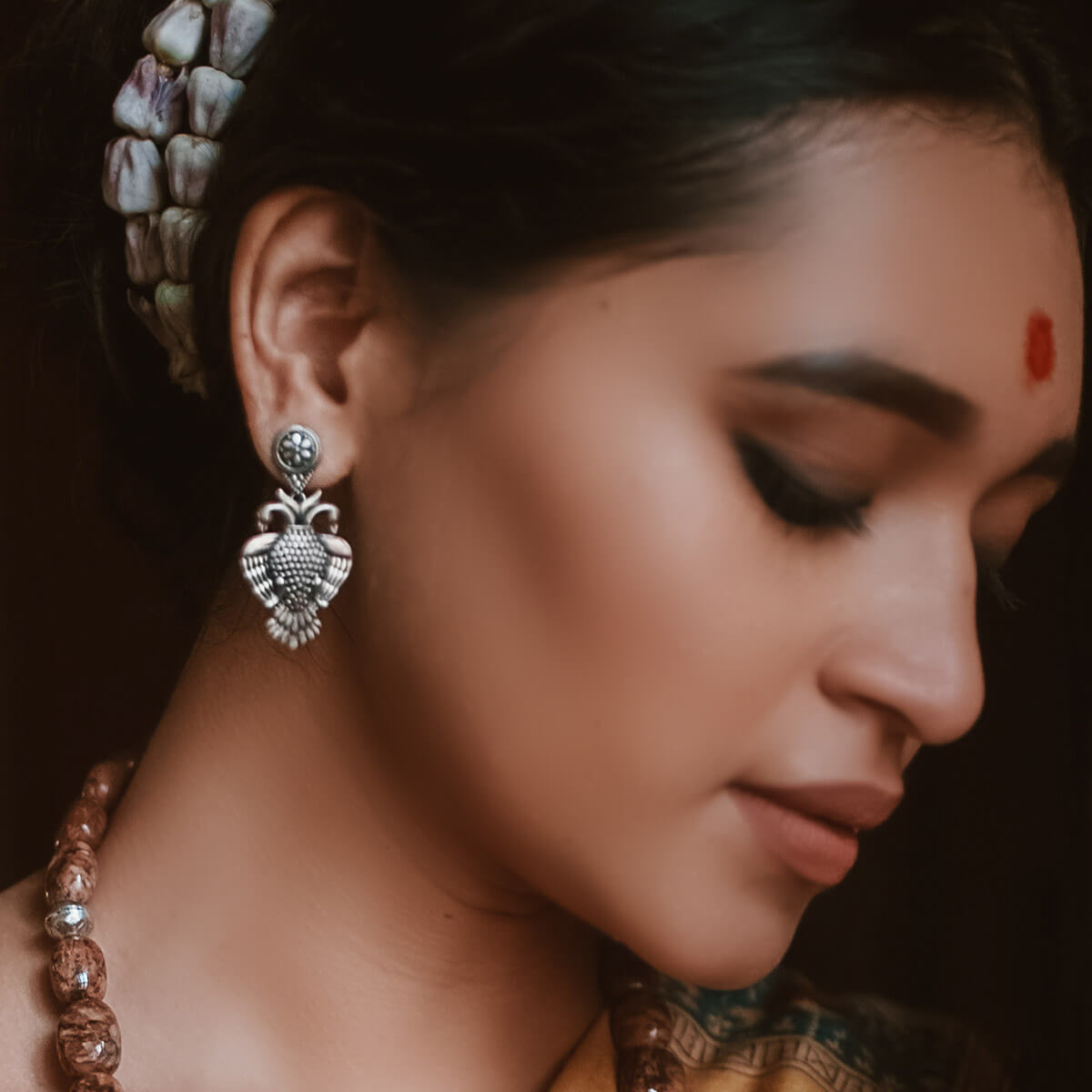 aras gandabherunda silver earrings big by moha