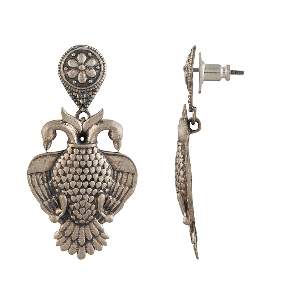 aras gandabherunda silver earrings big by moha