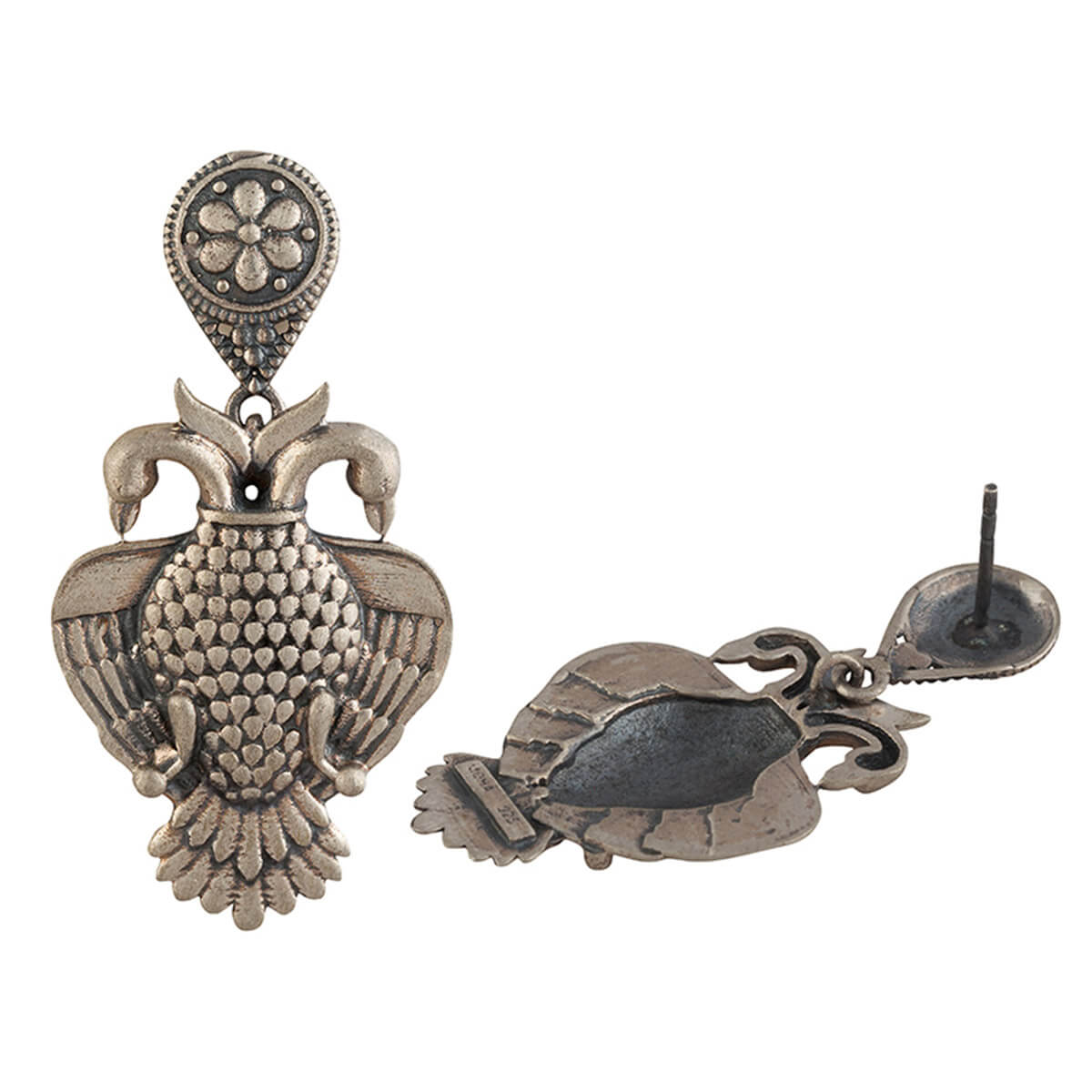 aras gandabherunda silver earrings big by moha