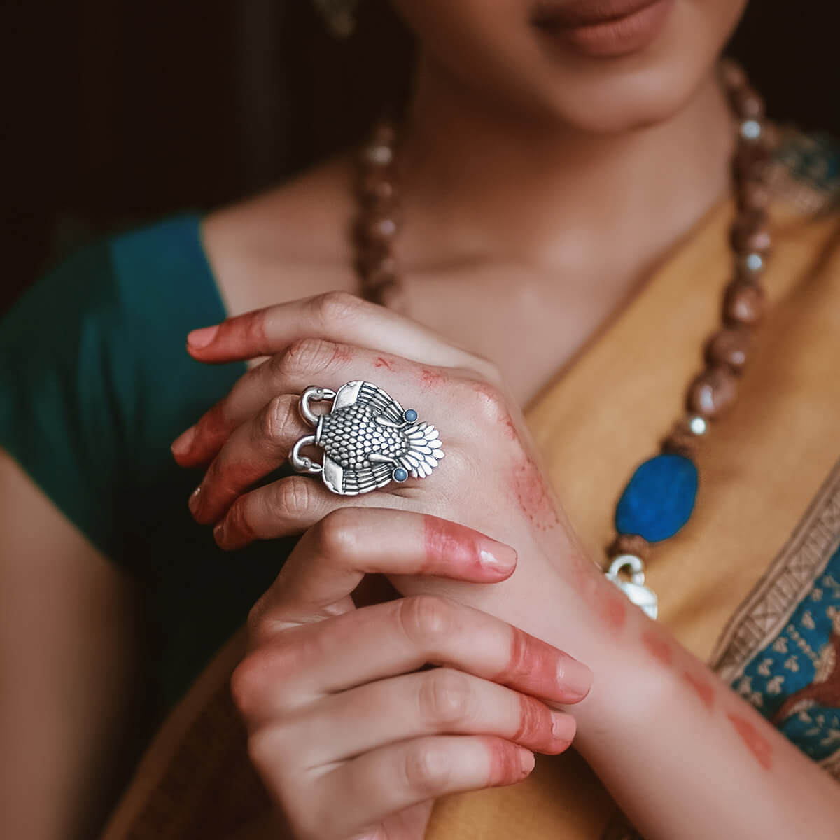 aras gandabherunda silver finger ring big by moha