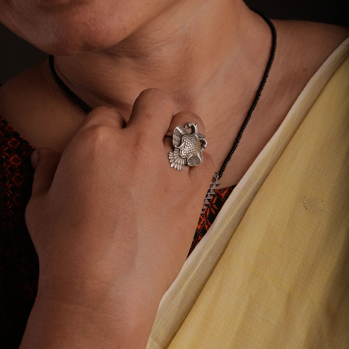 aras gandabherunda silver finger ring small by moha