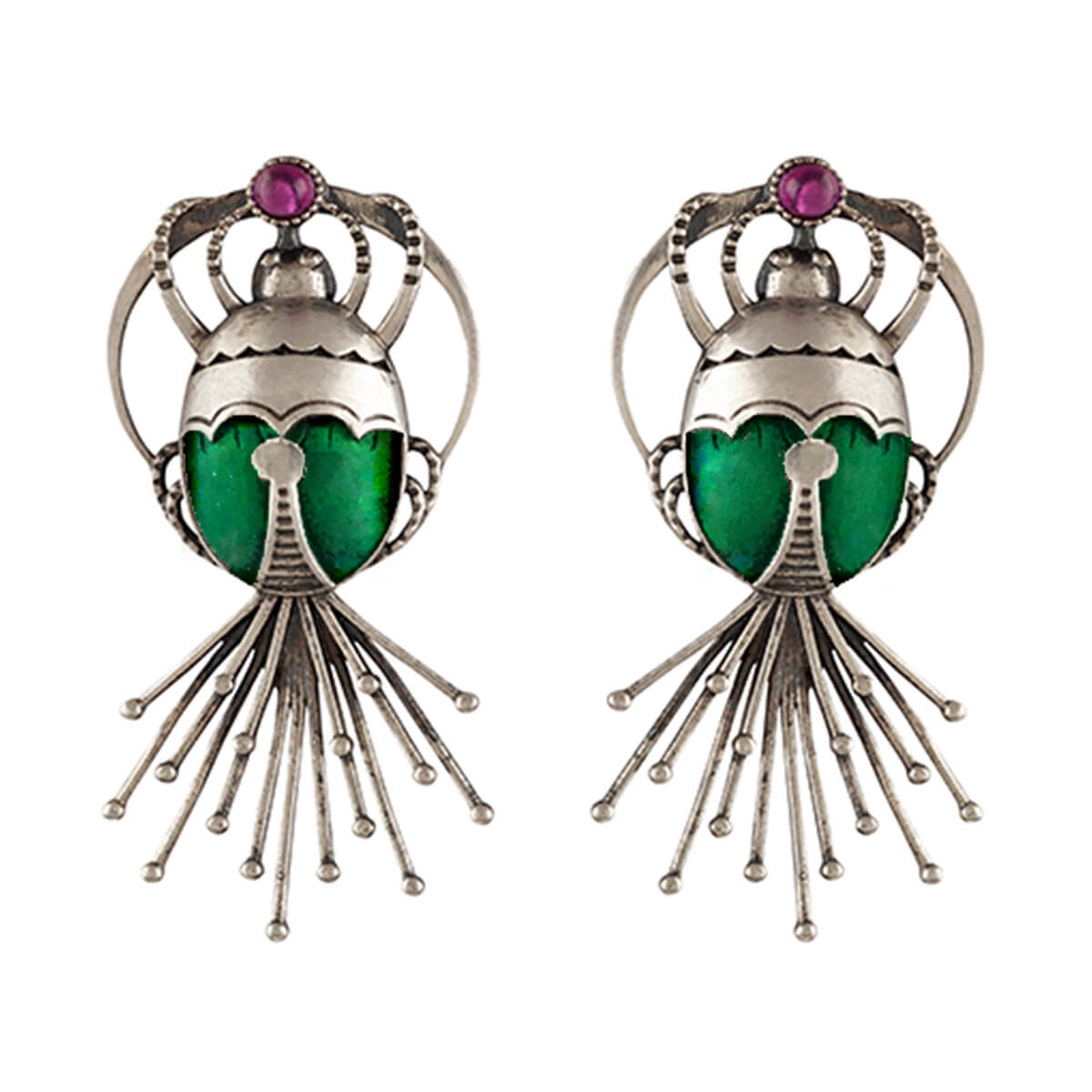 bhramara with tail silver earrings by moha