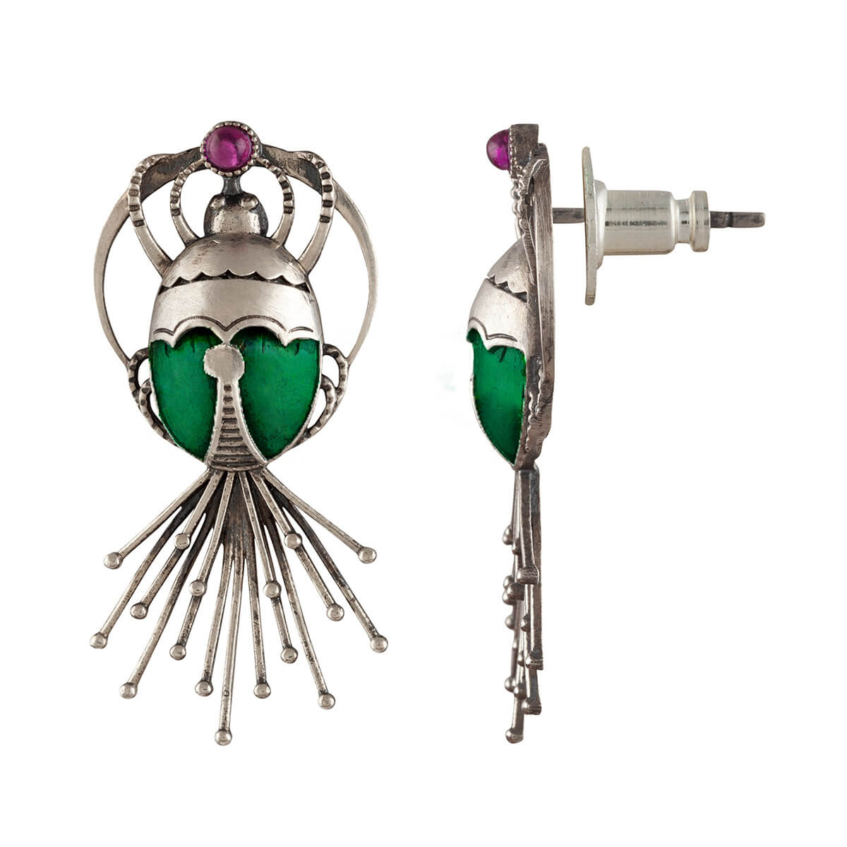 bhramara with tail silver earrings by moha