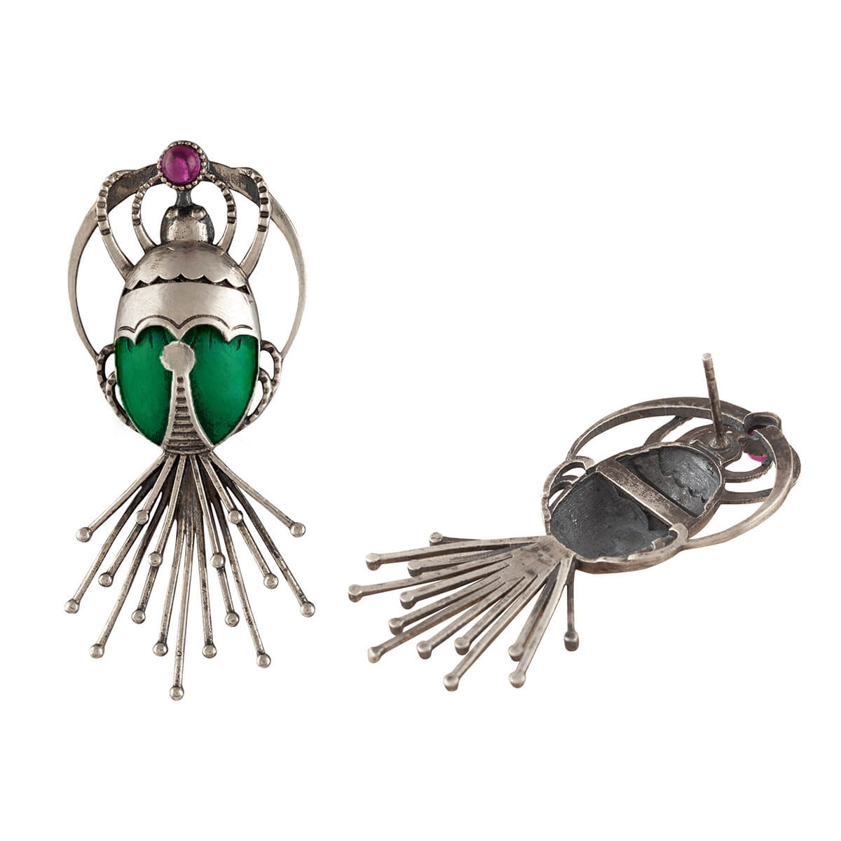 bhramara with tail silver earrings by moha