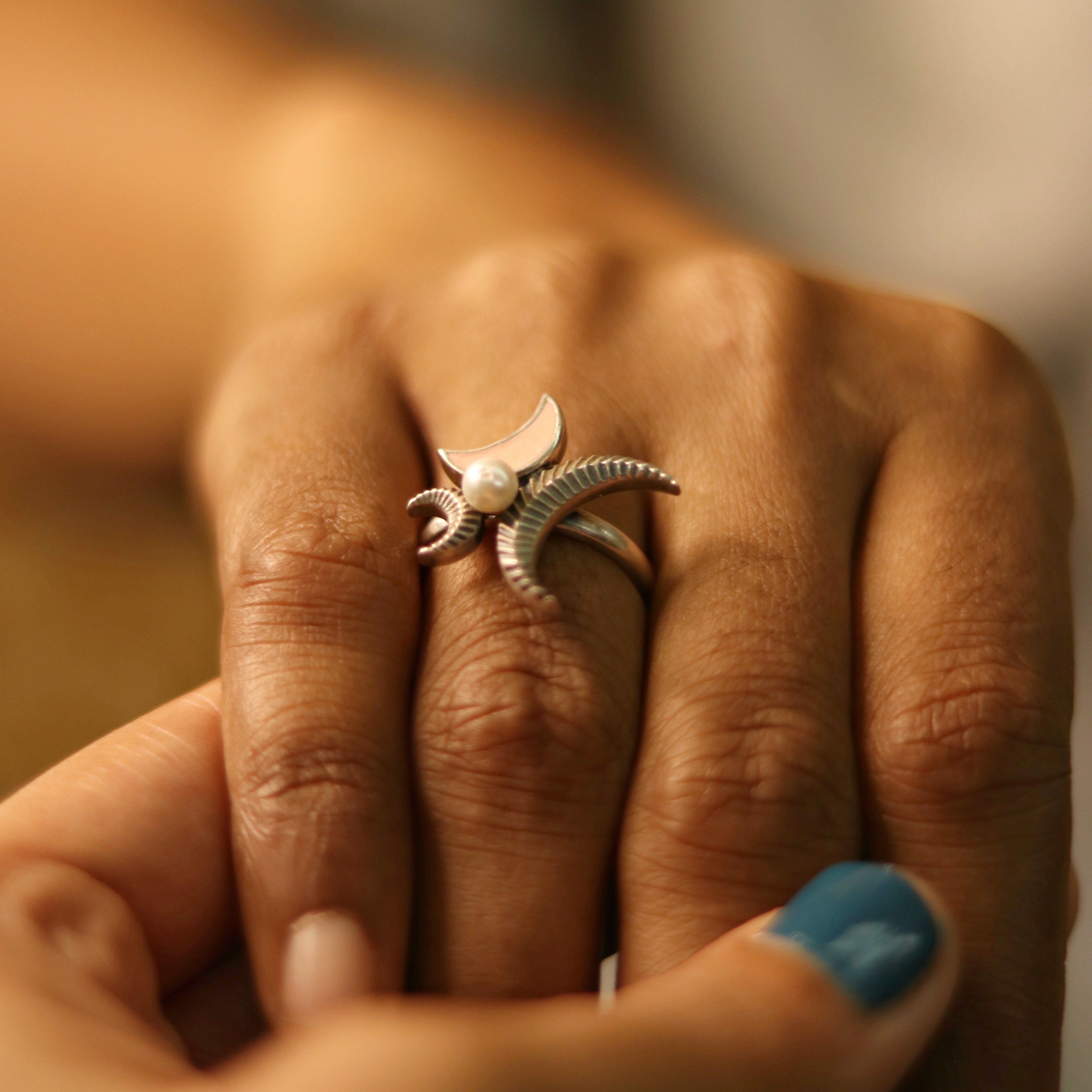 chaand silver finger ring by moha