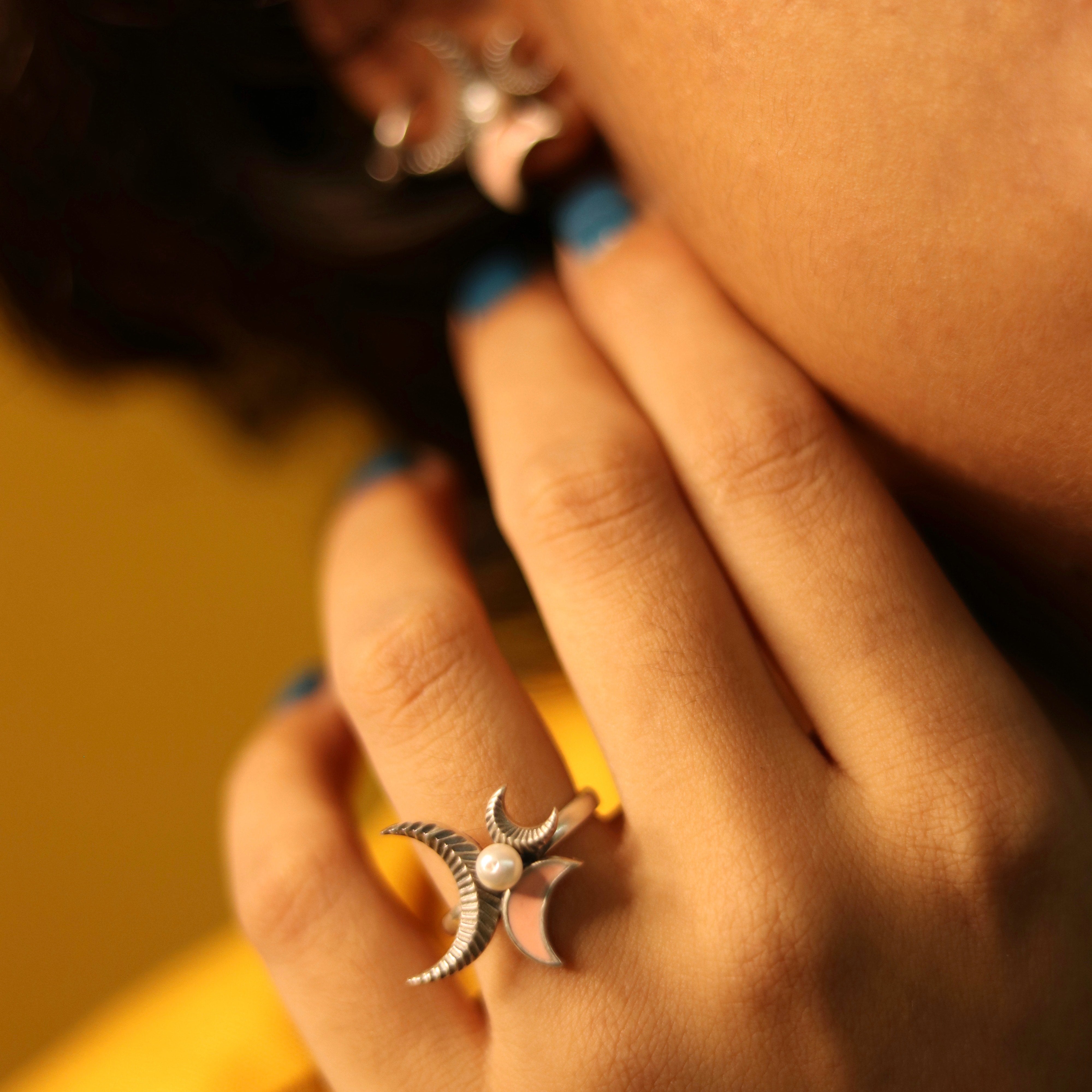 chaand silver finger ring by moha