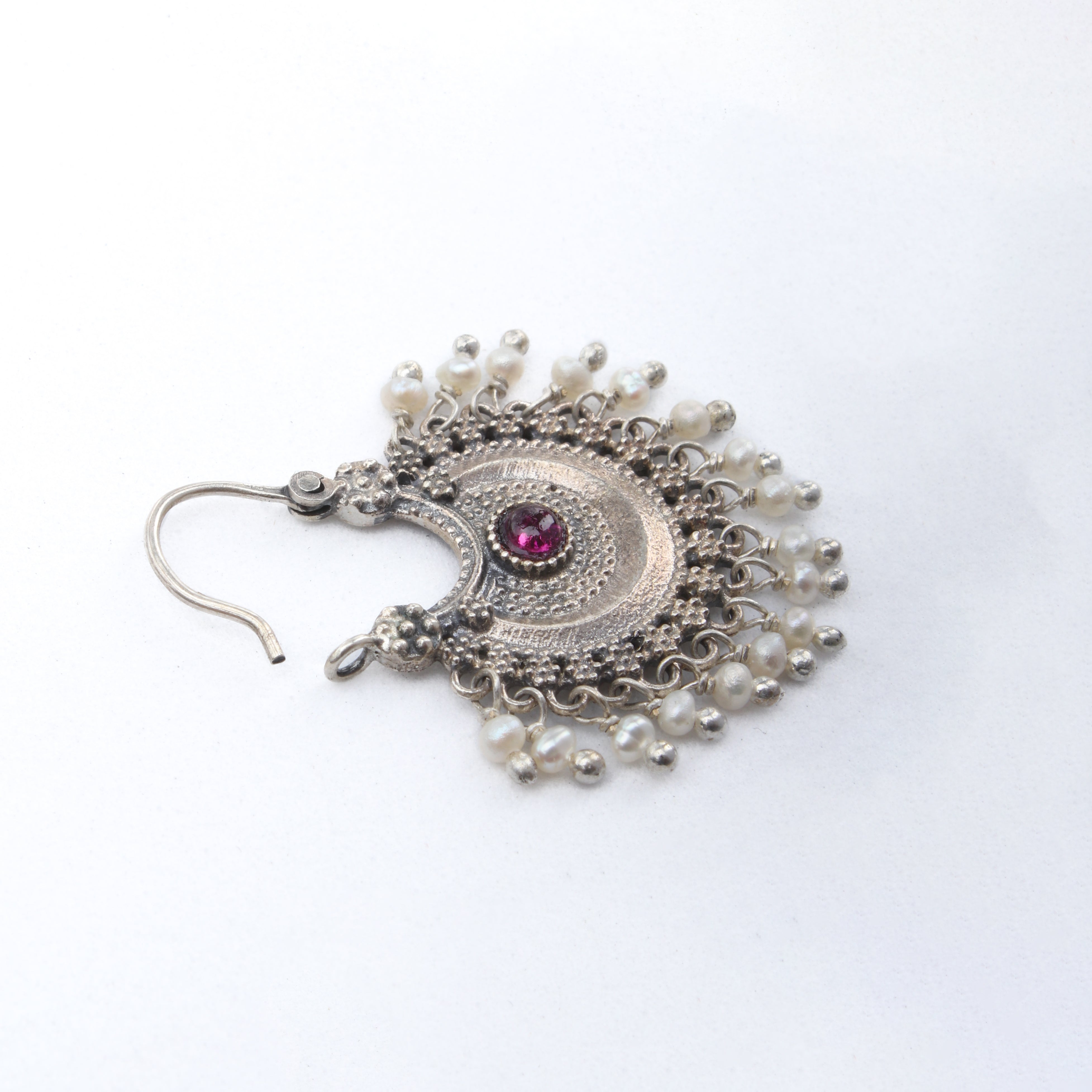 chandbali silver bugadi earrings pair pink by moha