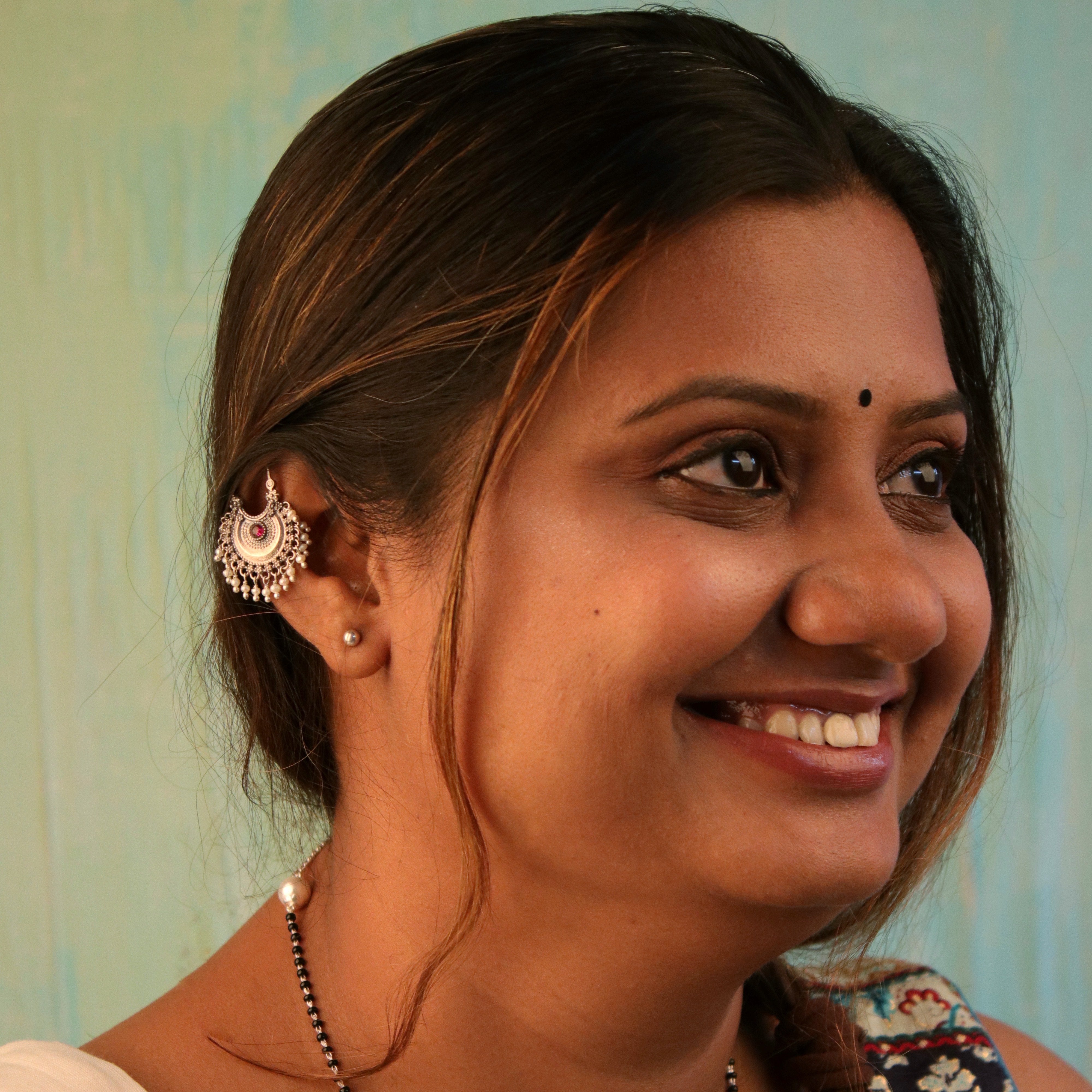 chandbali silver bugadi pierced single pink by moha