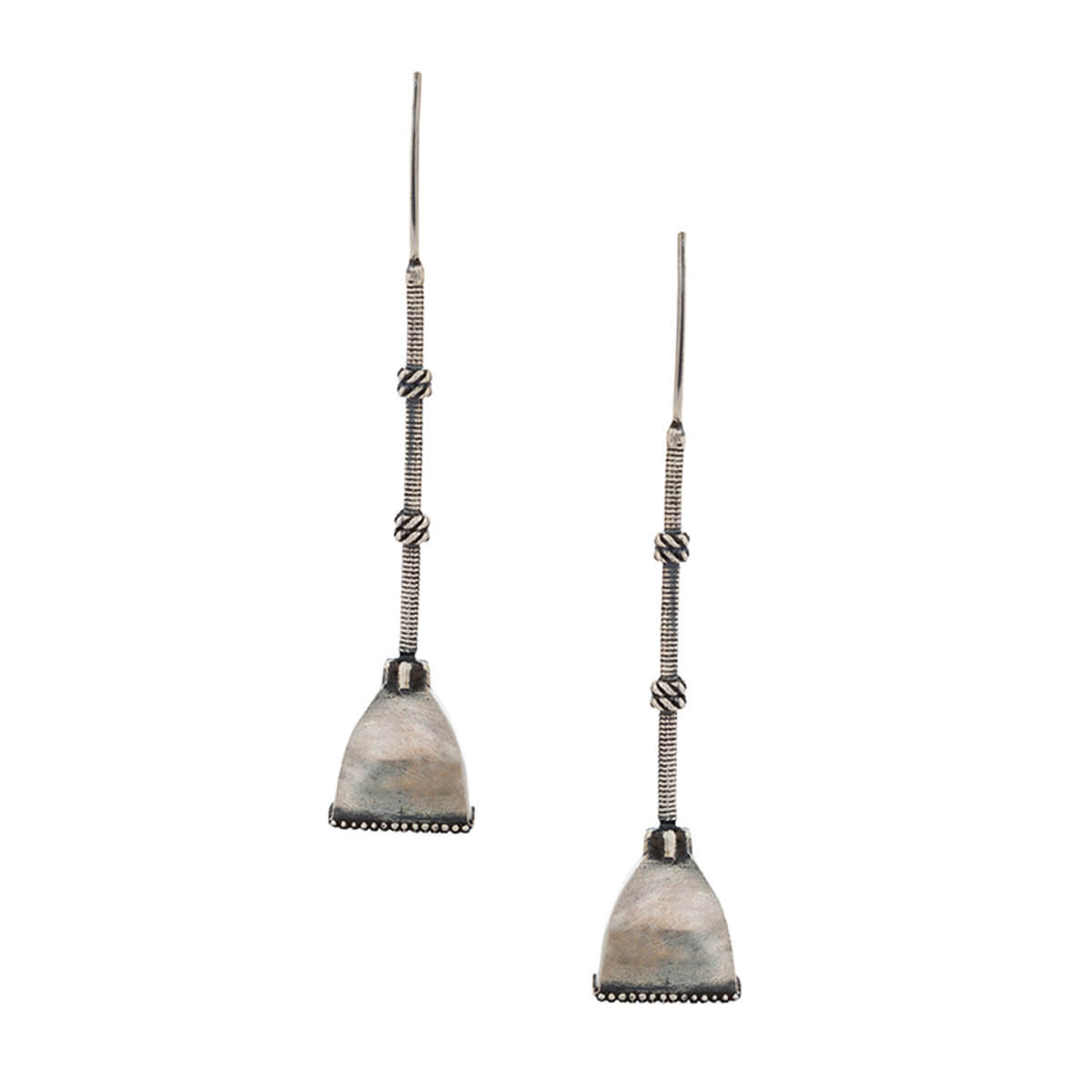 dangling geranium dome silver earrings