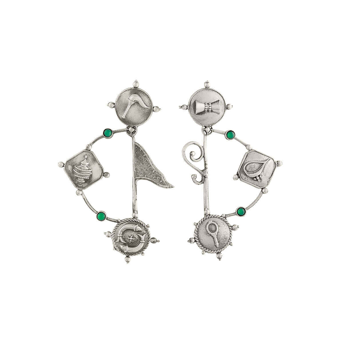 dhanush silver earring green stone by moha