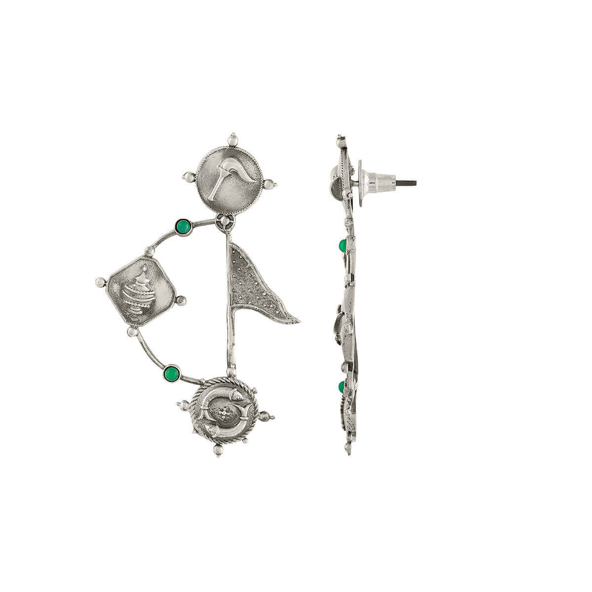 dhanush silver earring green stone by moha