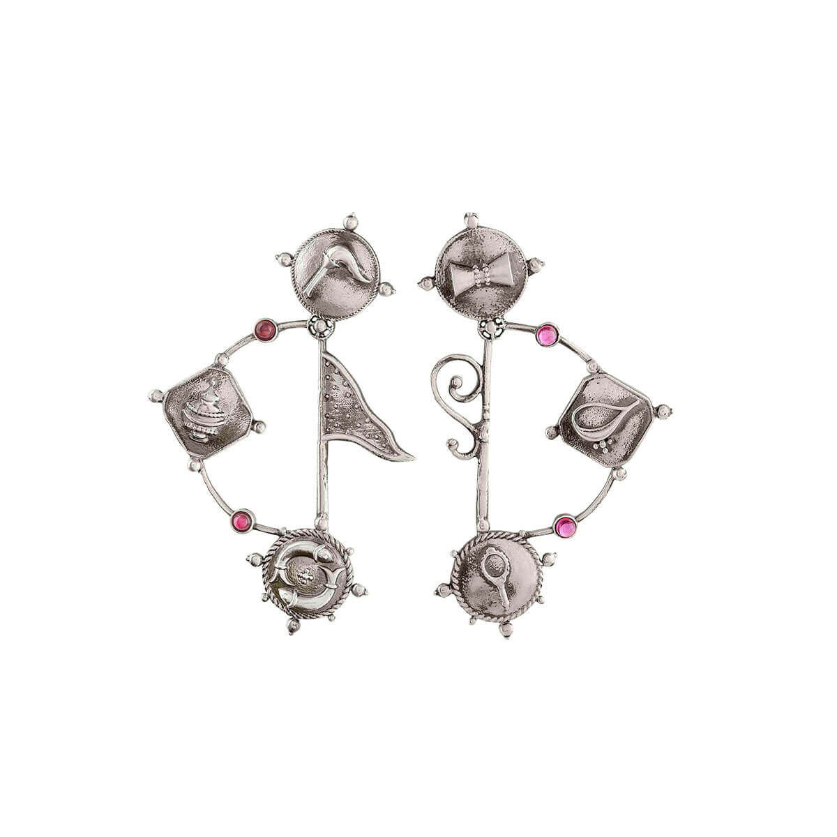 dhanush silver earring pink stone by moha