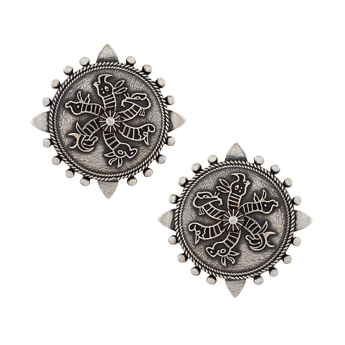 harappa hexa unicorn silver earrings by moha