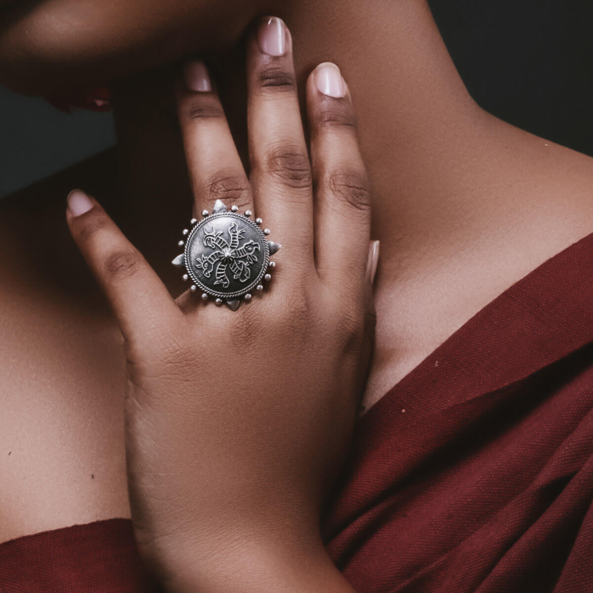 harappa hexa unicorn silver finger ring by moha