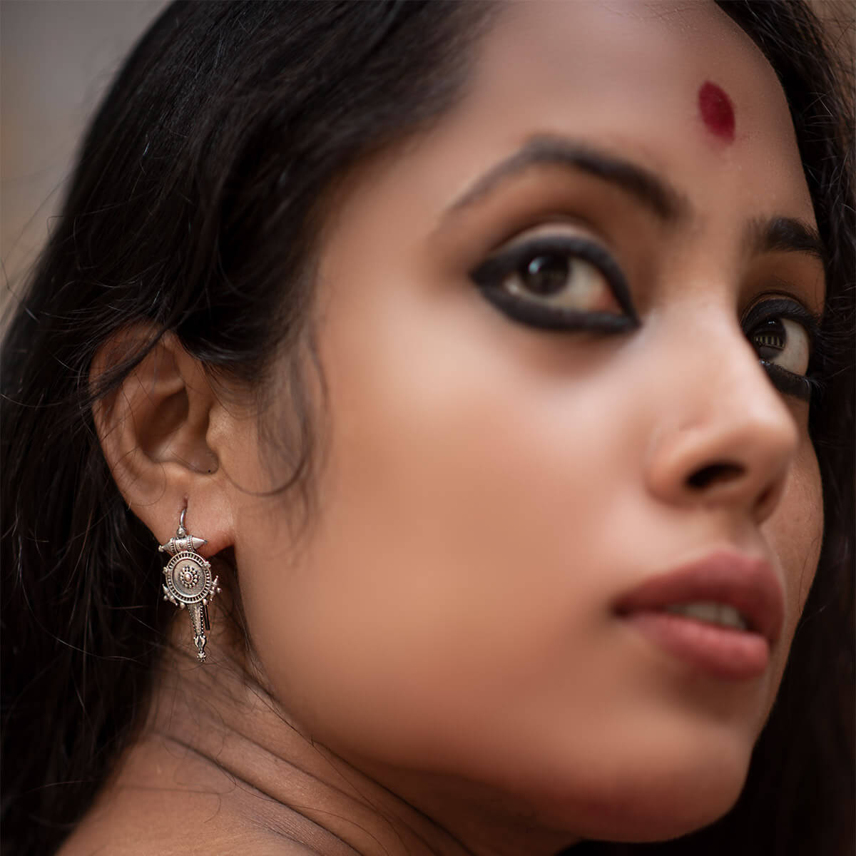 hingora silver dangle earring small by moha