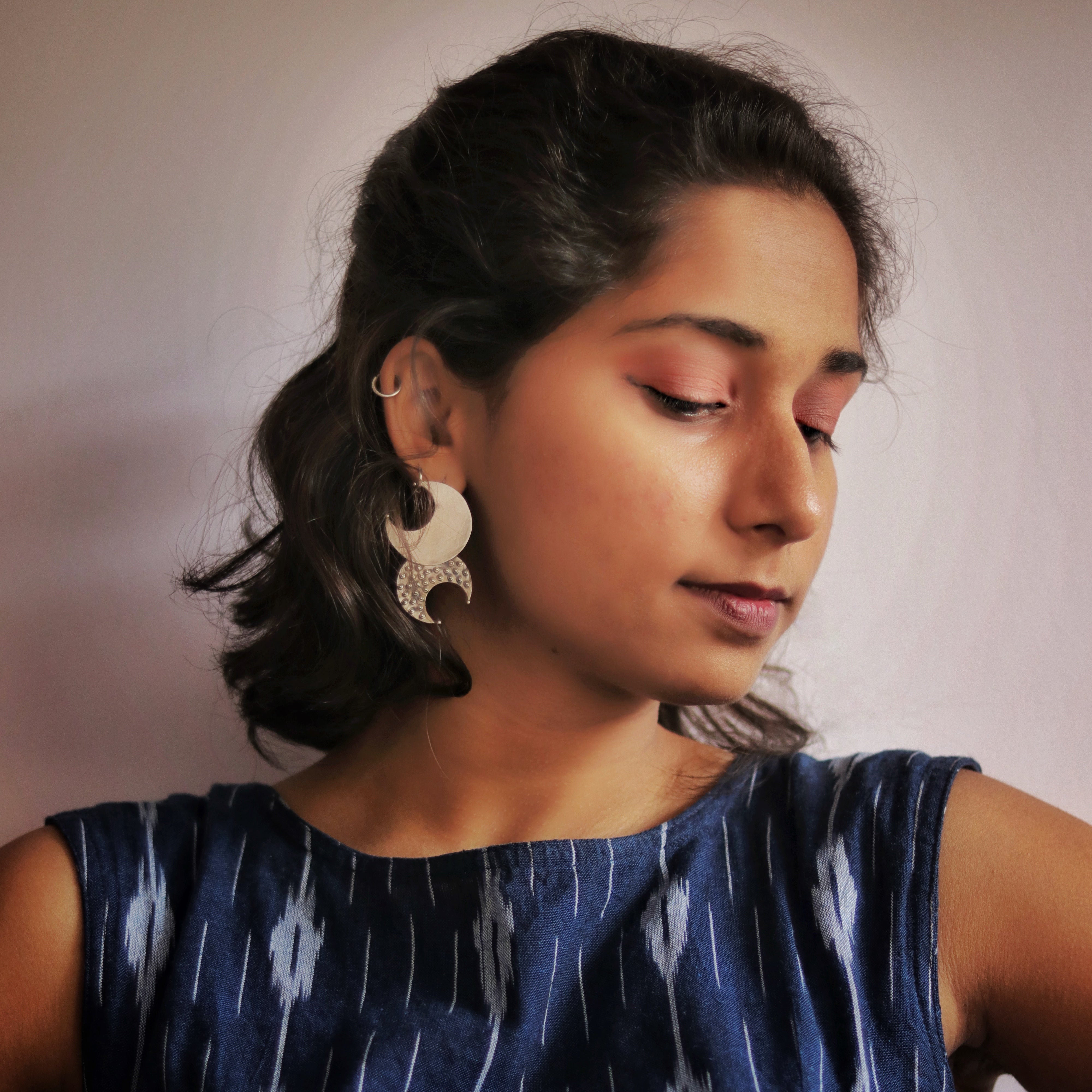 moon dangle silver earrings by moha