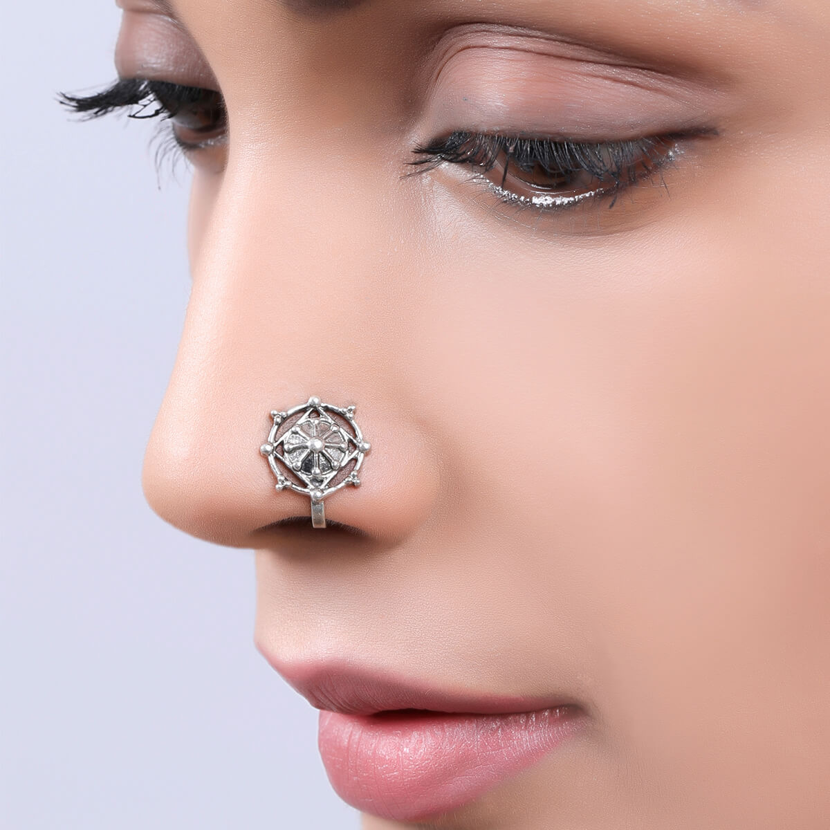 naksh silver nosepin clip on by moha
