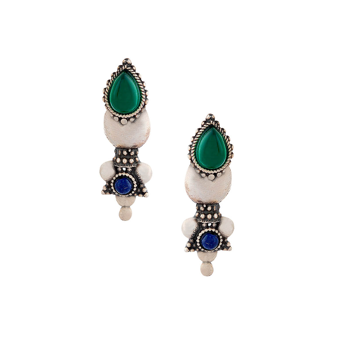 Buy Nazakat Silver Earrings - Green