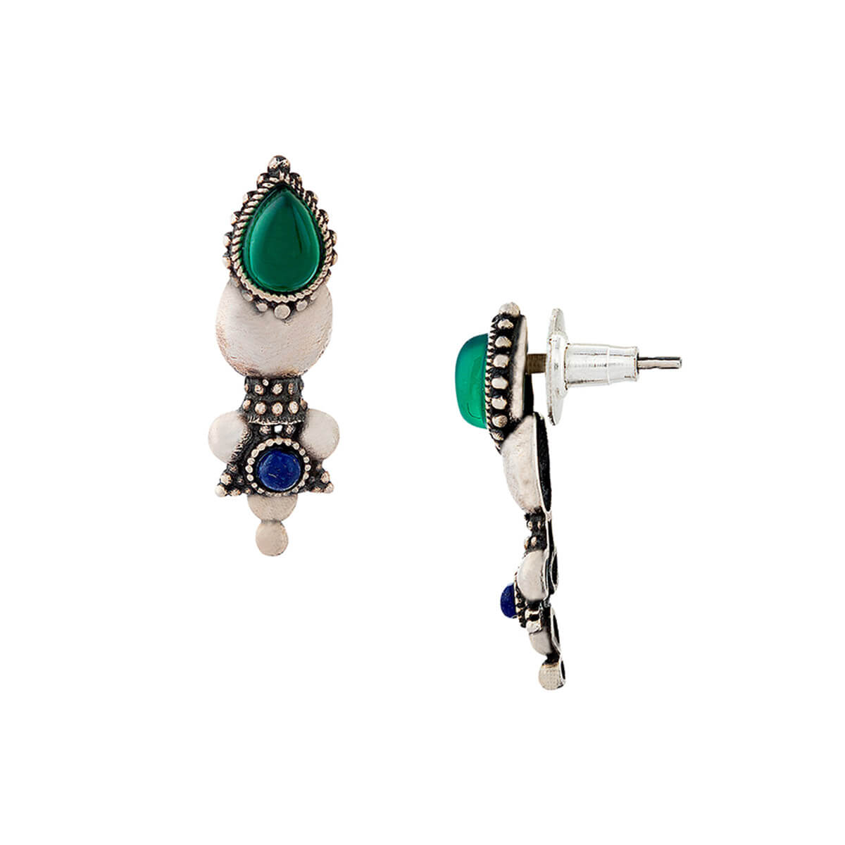 Buy Nazakat Silver Earrings - Green