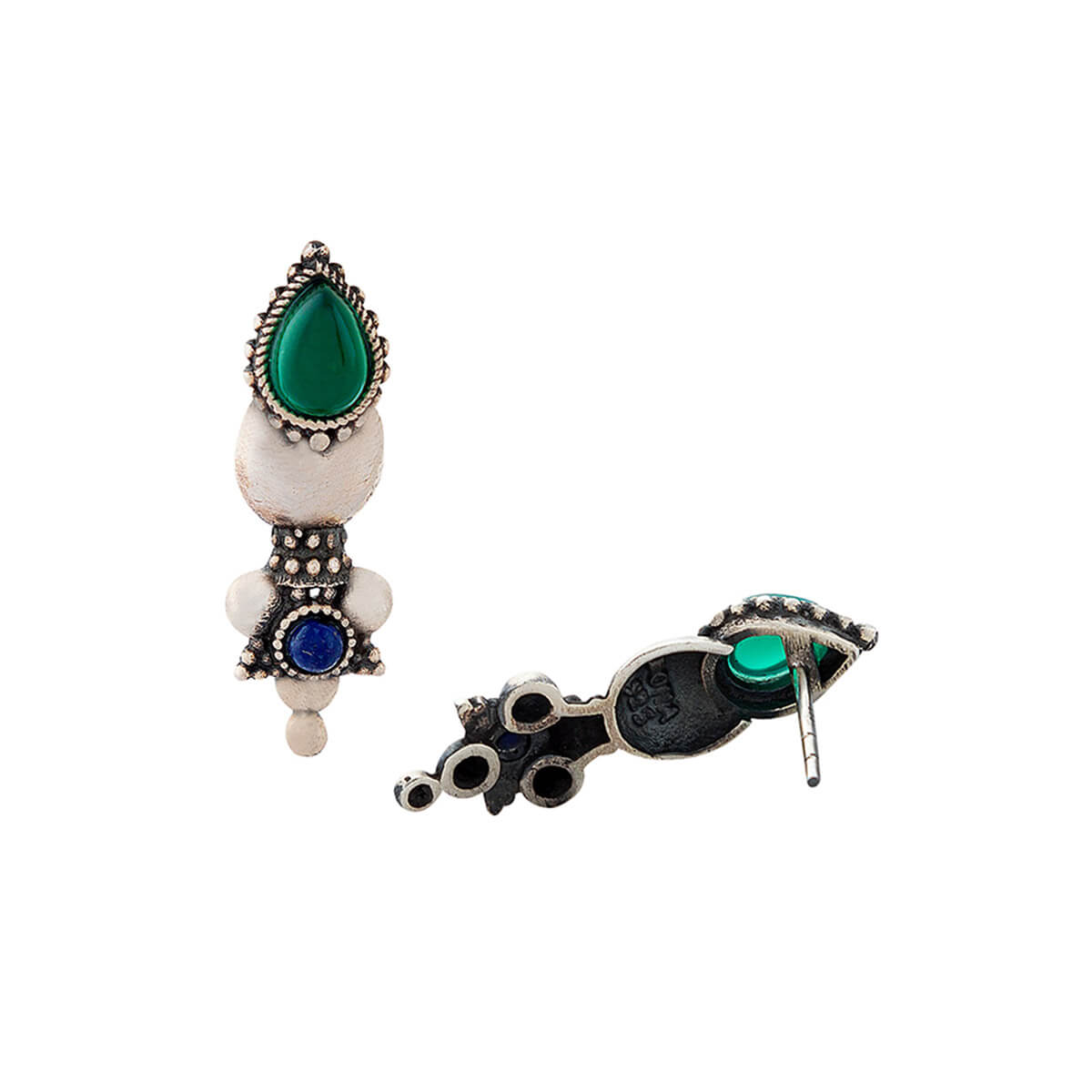 Buy Nazakat Silver Earrings - Green