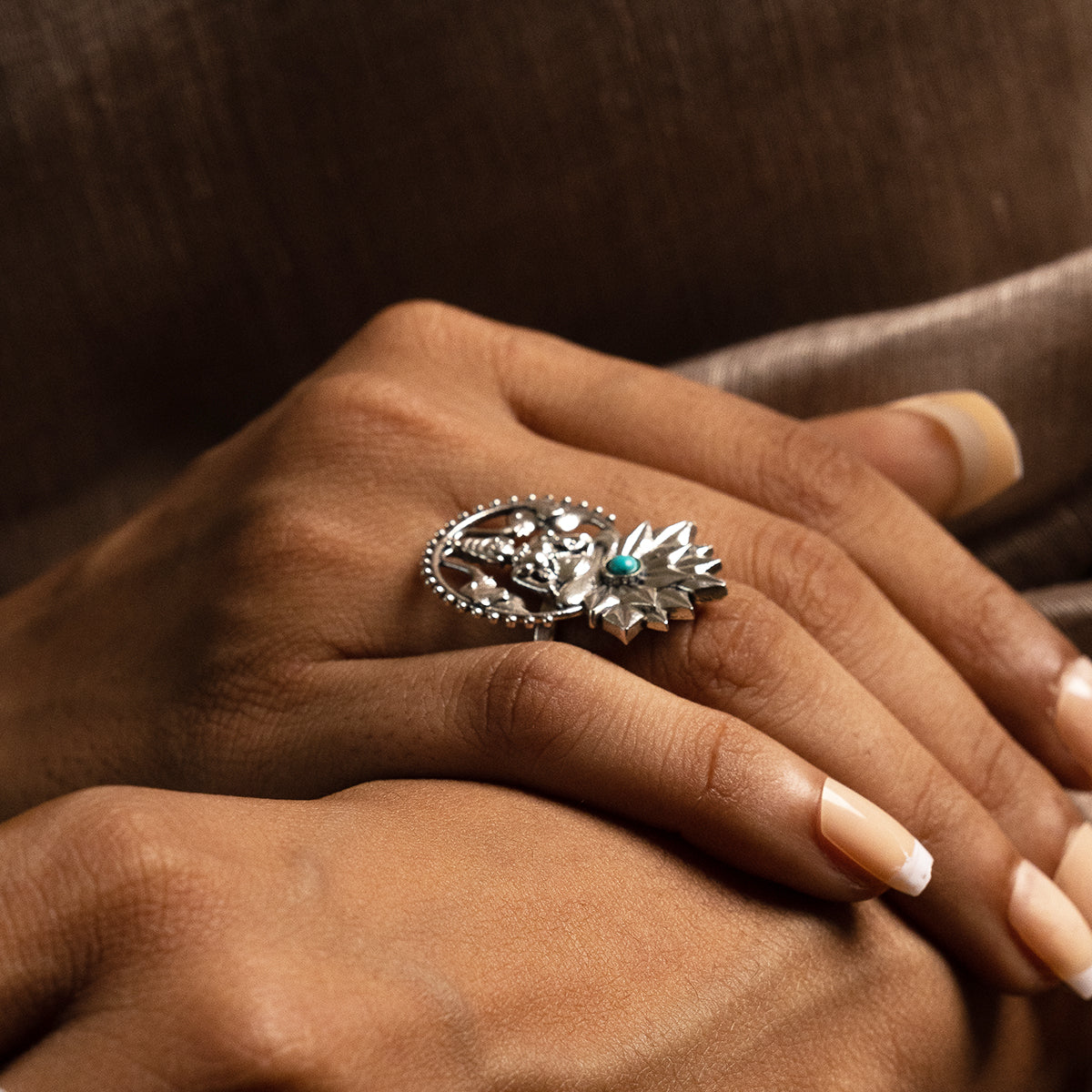 padma lakshmi silver finger ring by moha
