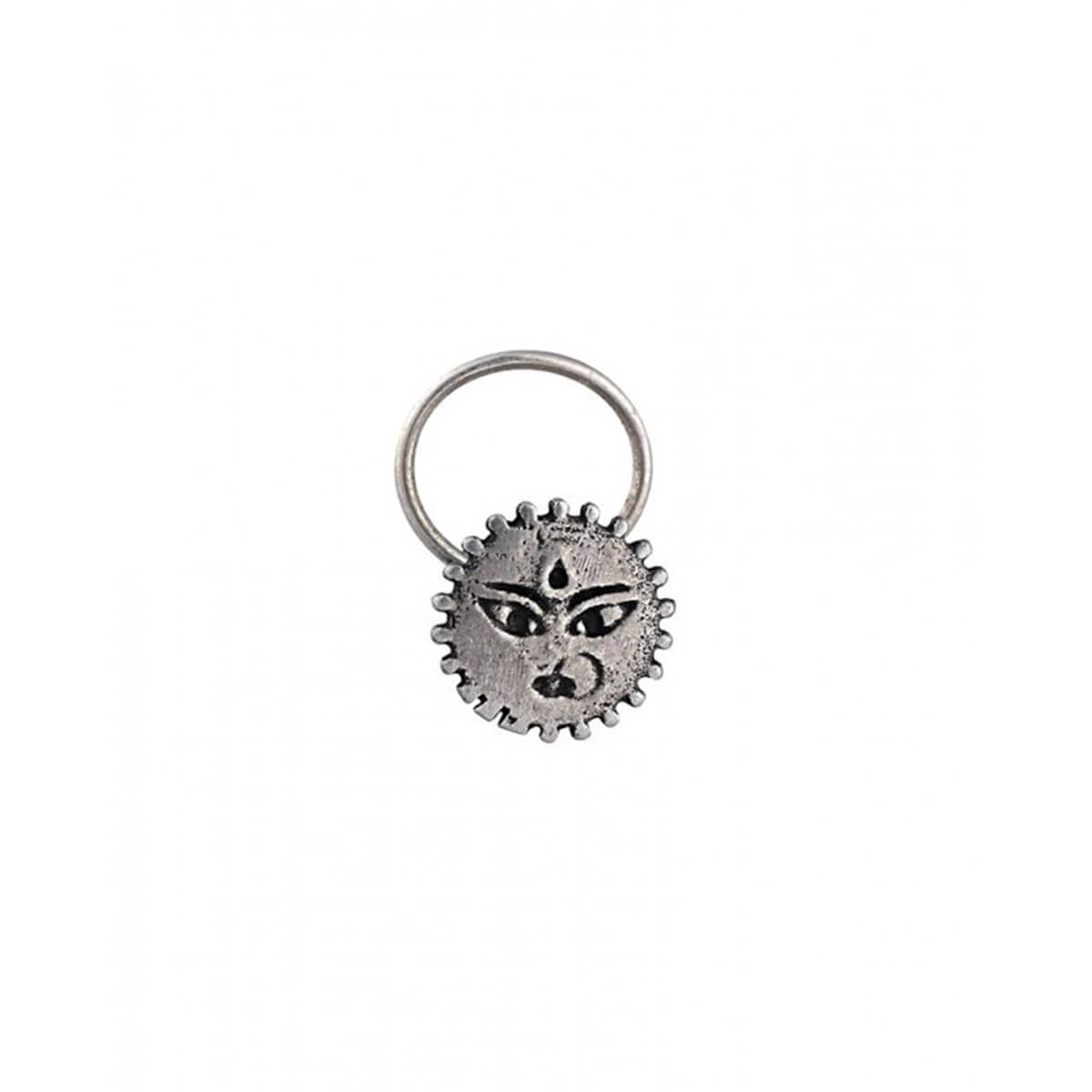 powerful goddess silver nose pin pierced by moha