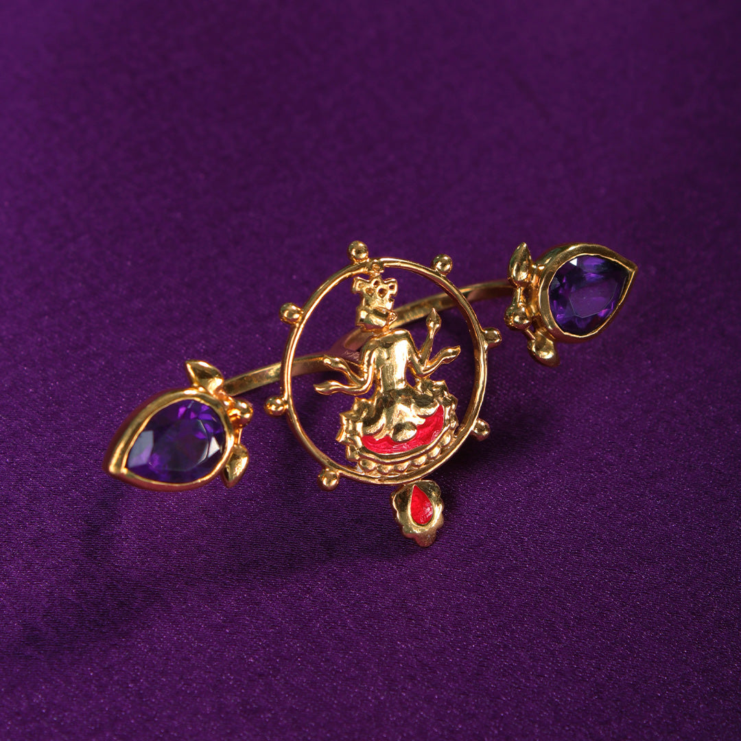shyam amethyst double silver finger ring by moha