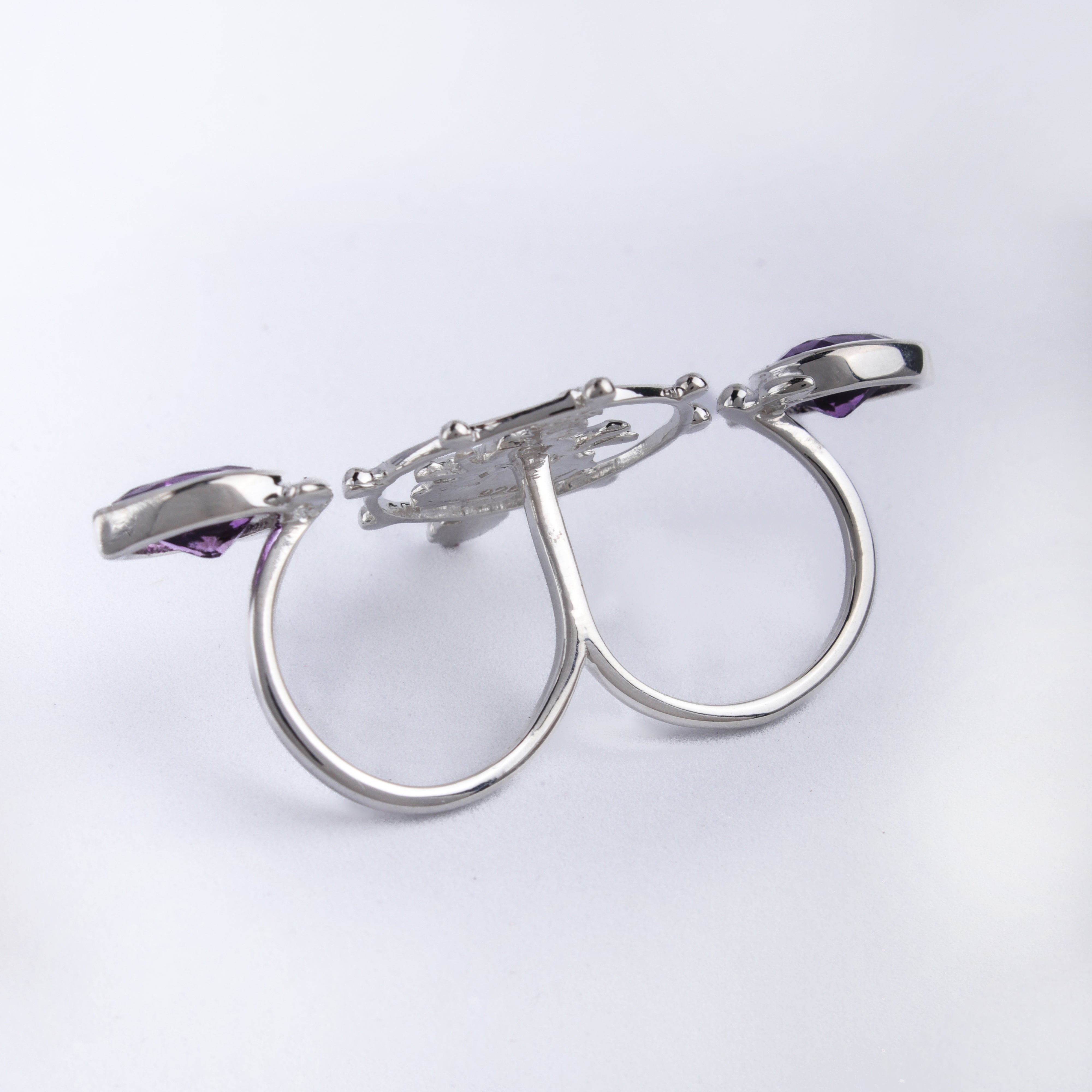 shyam amethyst double silver finger ring by moha