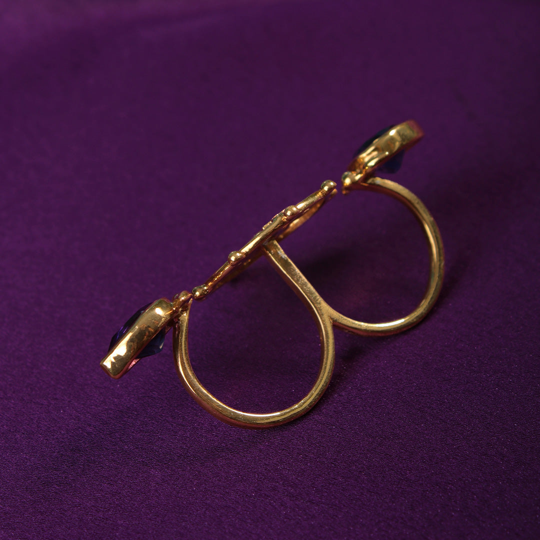 shyam amethyst double silver finger ring by moha
