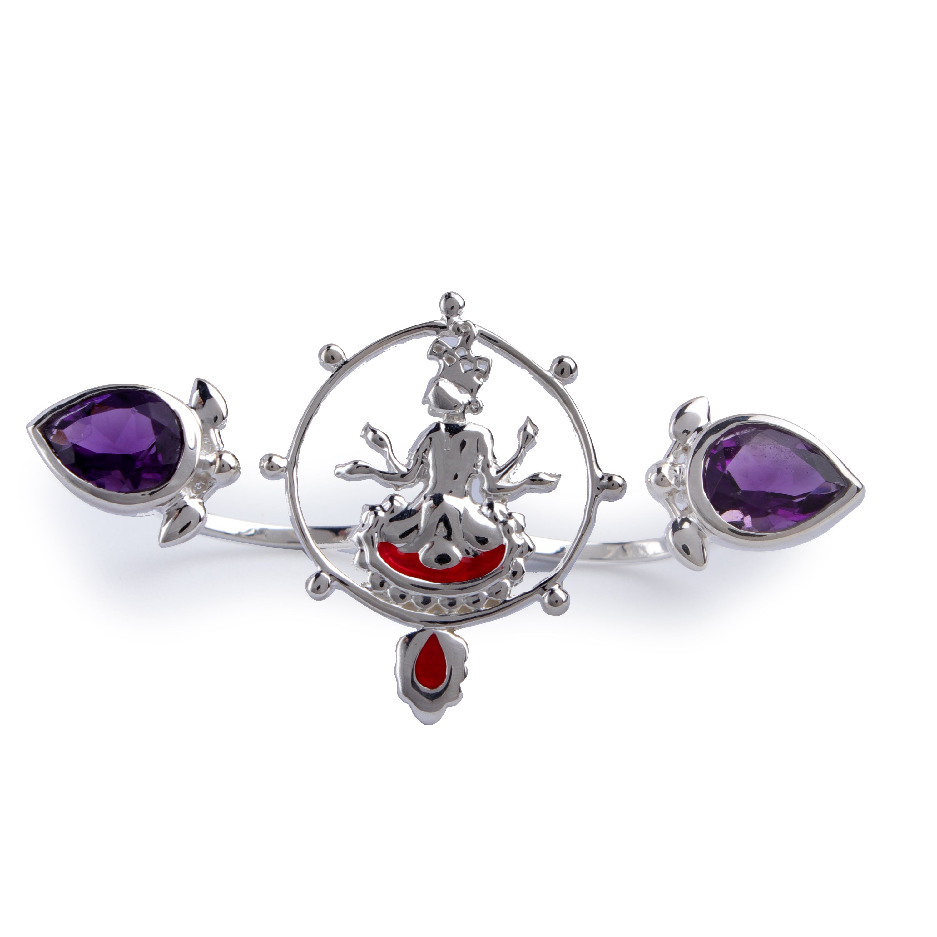 shyam amethyst double silver finger ring by moha