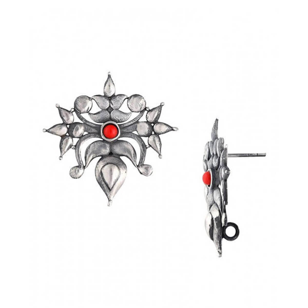 toranful rathika silver coral ear studs by moha