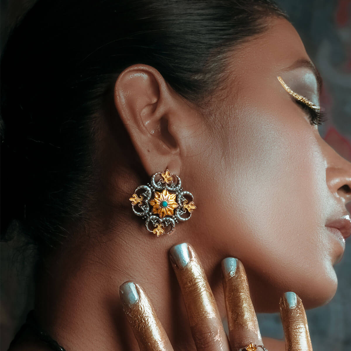 triratna mandala silver earring by moha