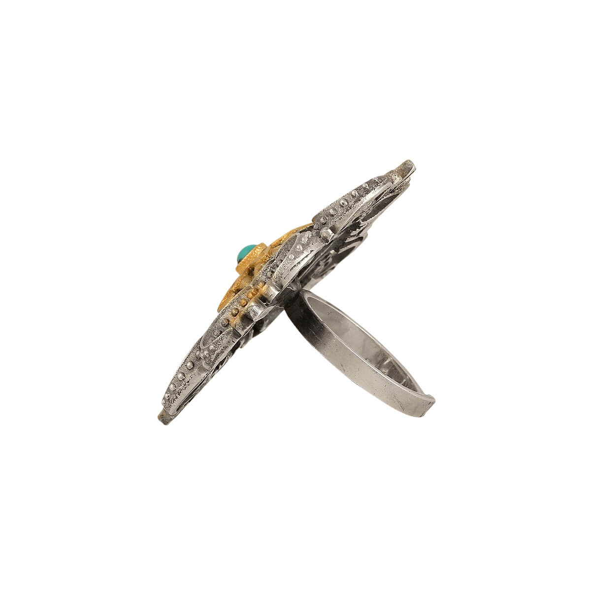 triratna mandala silver finger ring