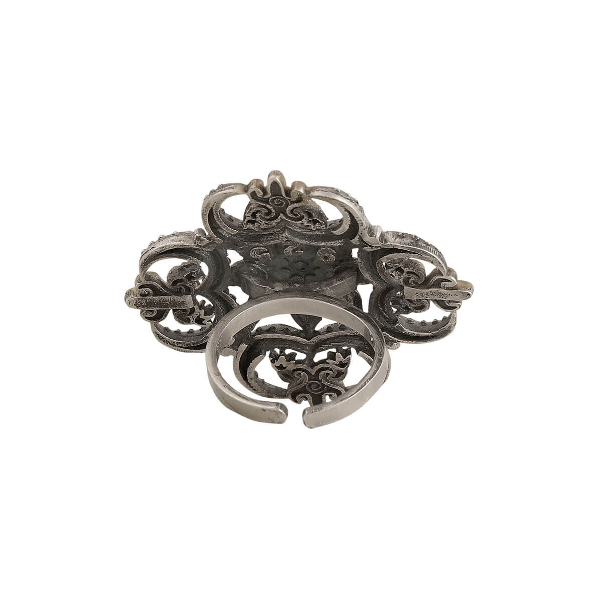 triratna mandala silver finger ring