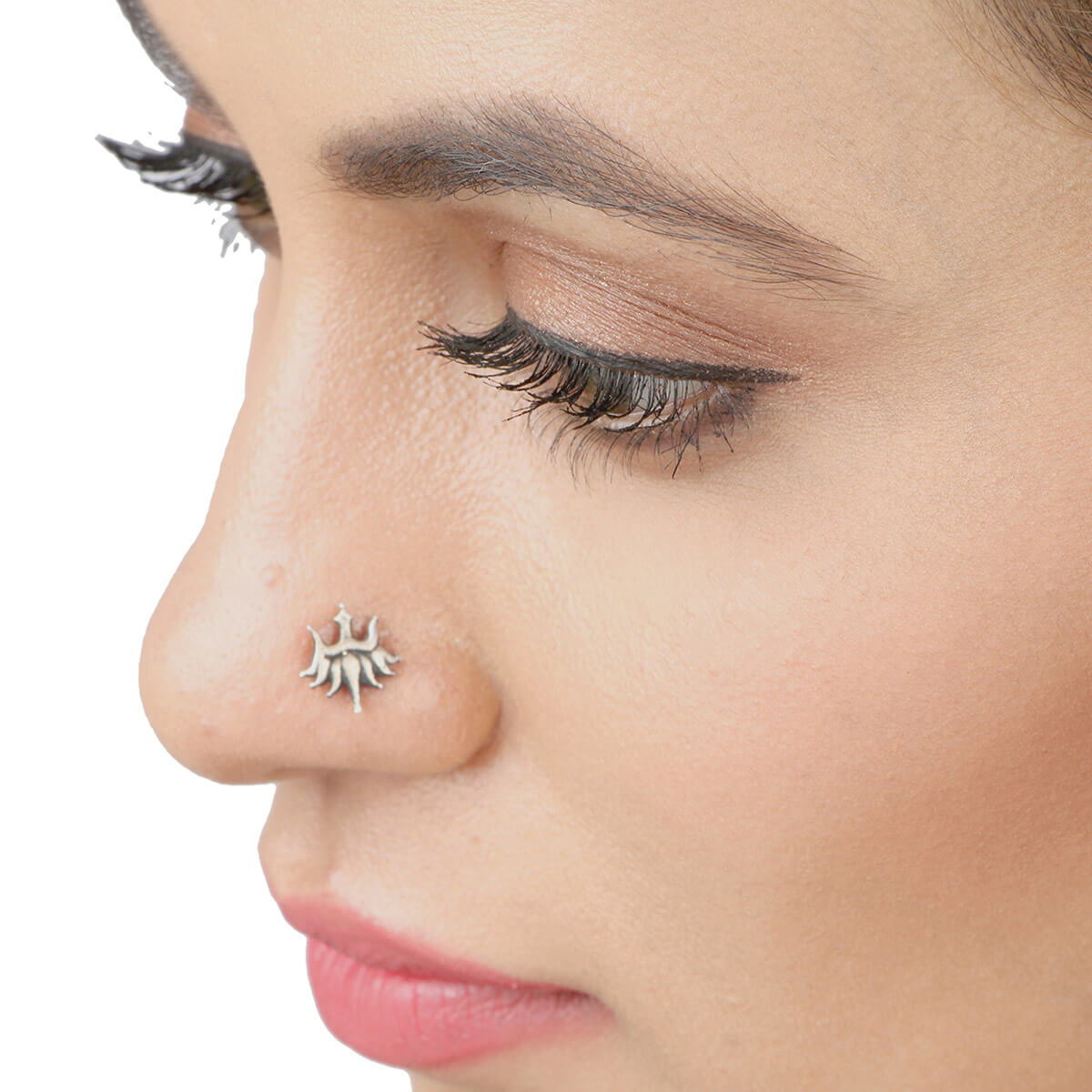 urja silver nose pin pierced by moha