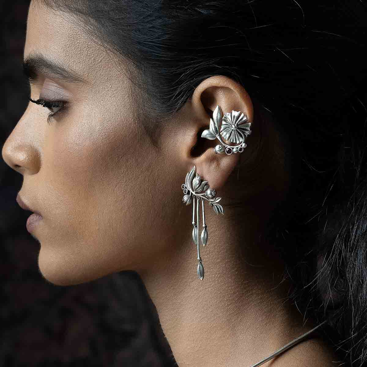 william morris 3 stems lilly silver earrings by moha