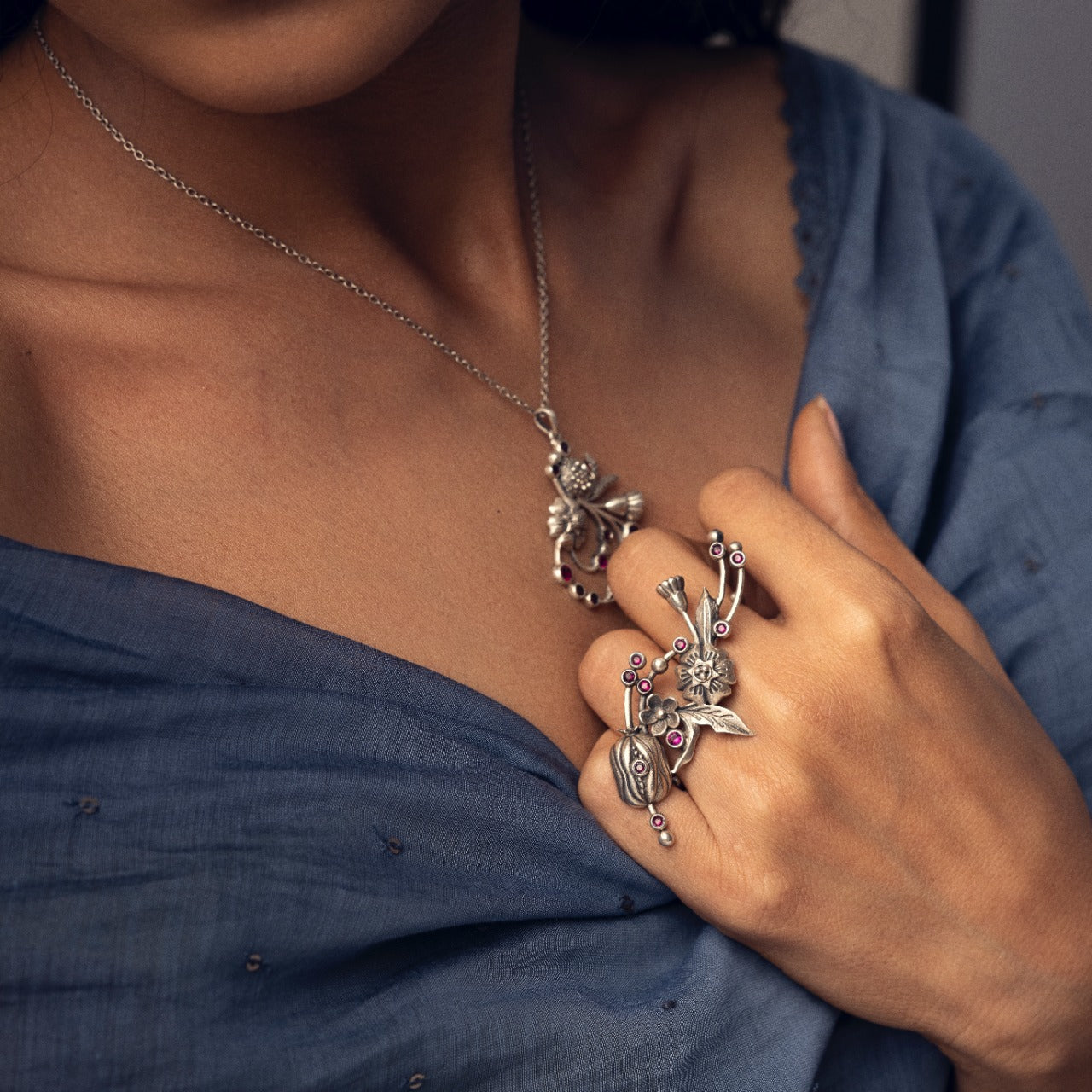 william morris blossom pod silver finger ring by moha