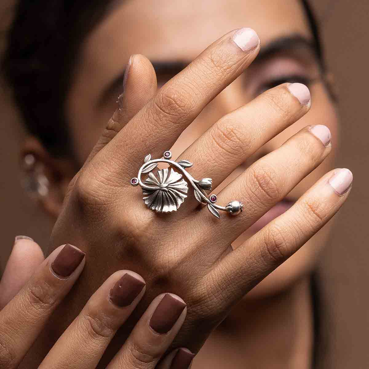william morris creeper lilly silver finger ring by moha