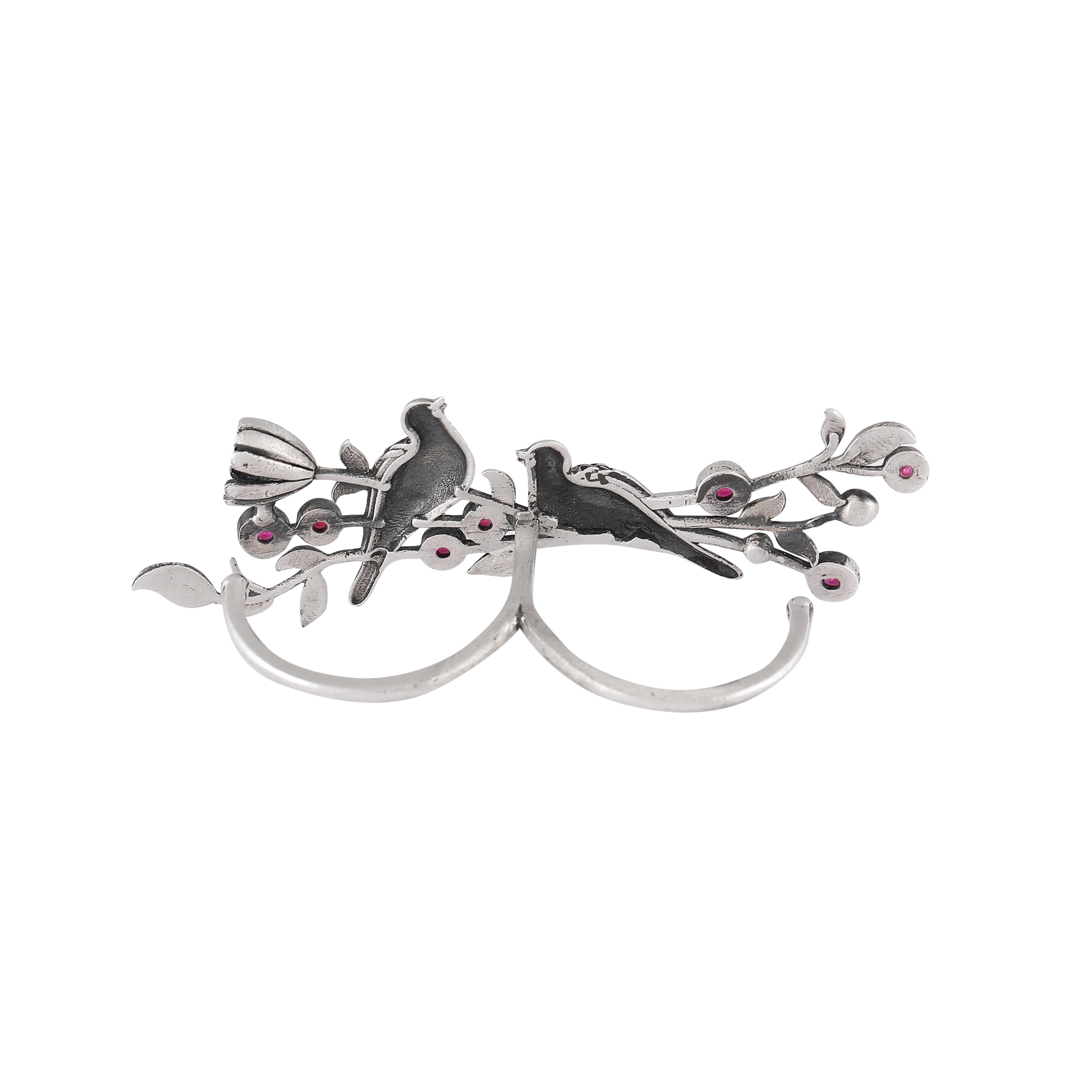 william morris strawberry thief silver double finger ring by moha