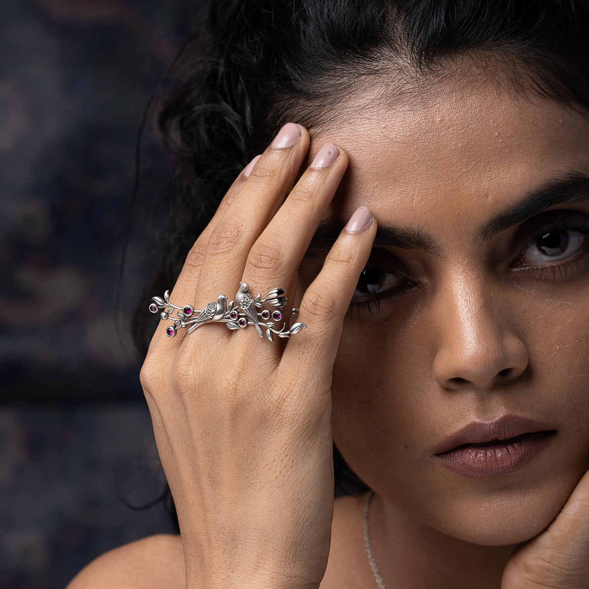 william morris strawberry thief silver double finger ring by moha