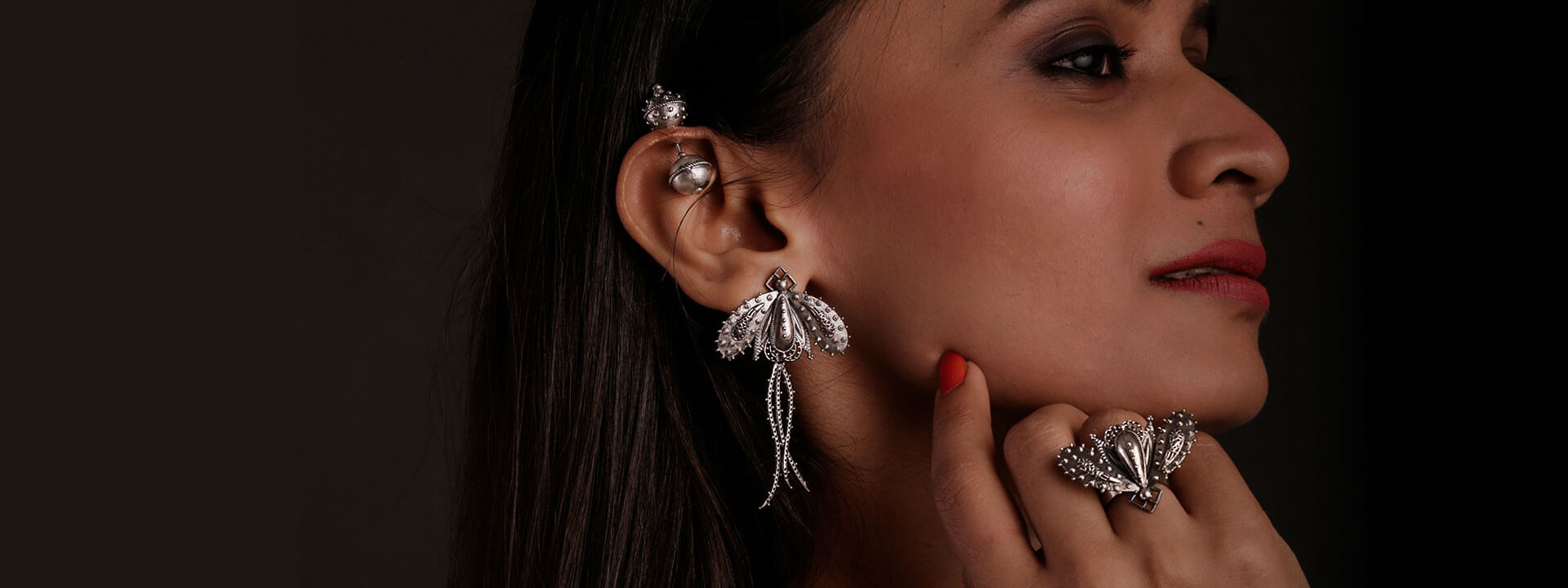 Selena Ruby Stone Diamond Danglers earrings | Gemzlane