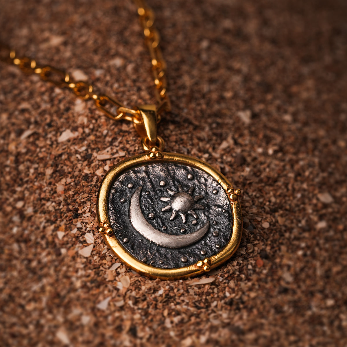 Celestial Duo Silver Pendant with Chain by MOHA