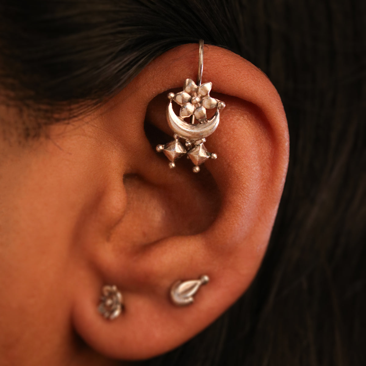 Chandra Silver Bugadi Earrings by Moha