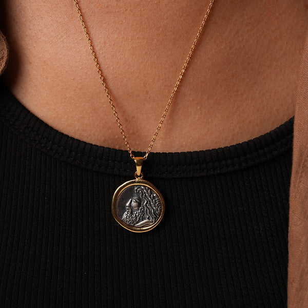 Zeus Silver Pendant with Chain Dual Toned by MOHA