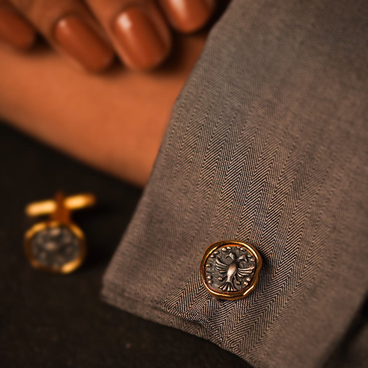 Gandbherunda Silver Cufflinks by MOHA