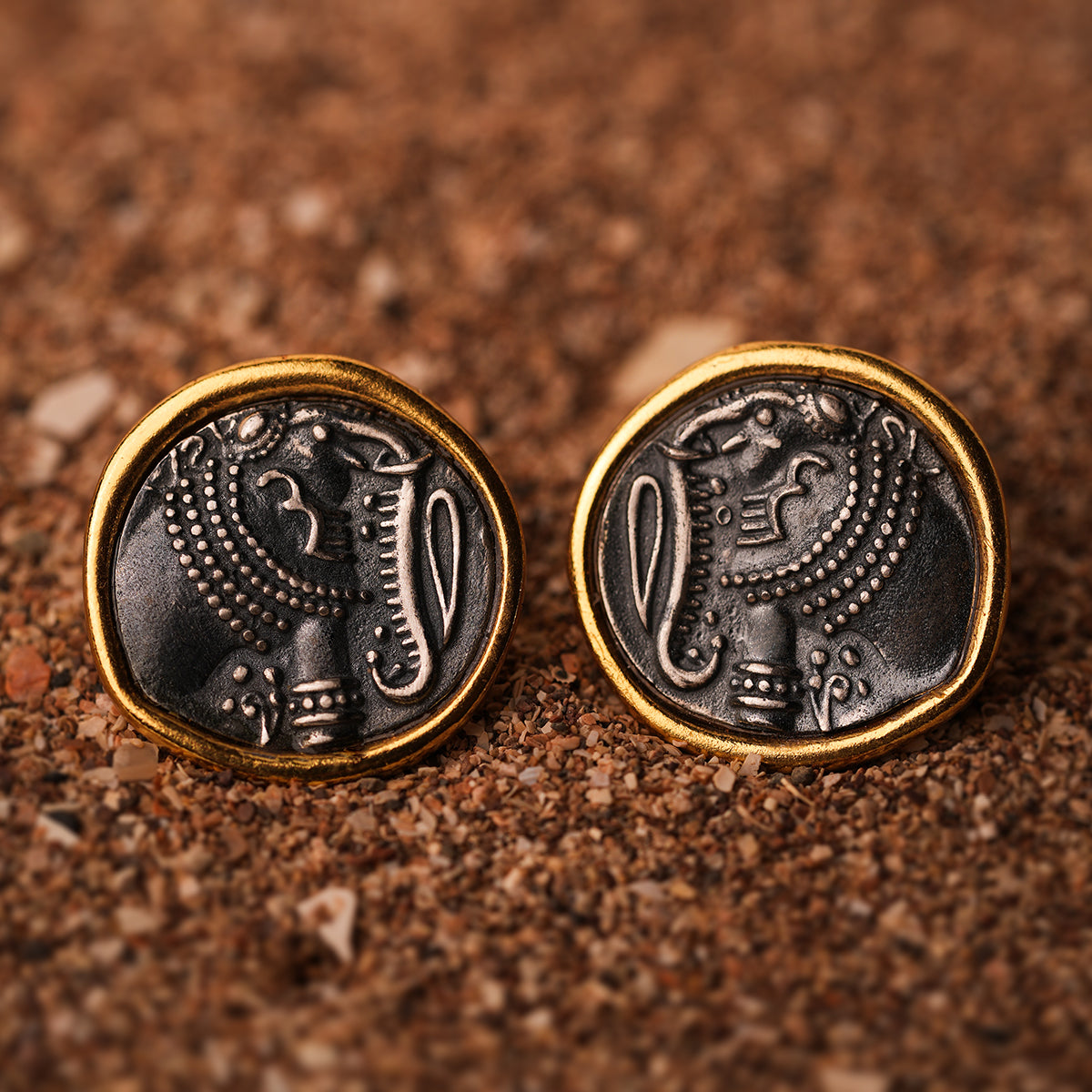 Gajapati Silver Cufflinks by MOHA