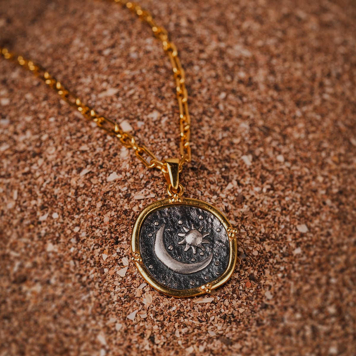 Celestial Duo Silver Pendant with Chain by MOHA