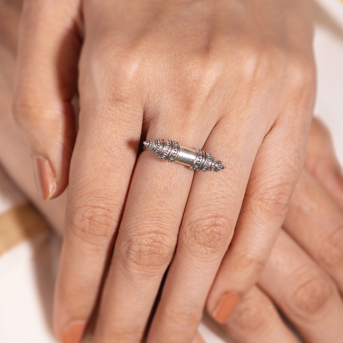 Shakti Silver Finger Ring by MOHA