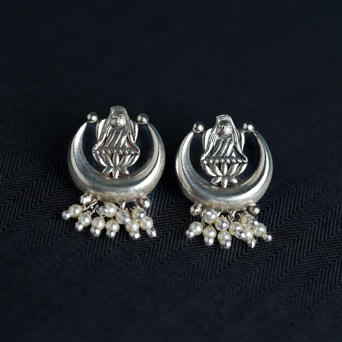 Chandra Lakshmi Silver Earrings by Moha